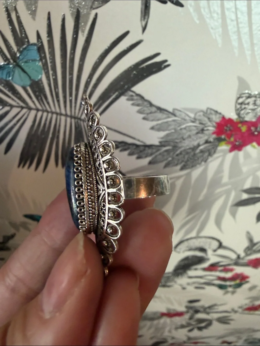 Vintage Sterling Silver Lapis Ring Size 8 - 925 Stamped